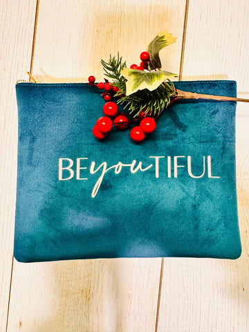 Borsetta in velluto petrolio