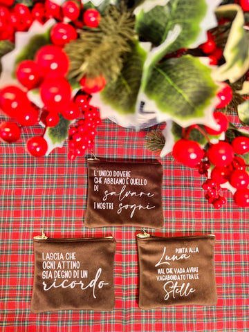 Mini pochette in ecopelle e velluto