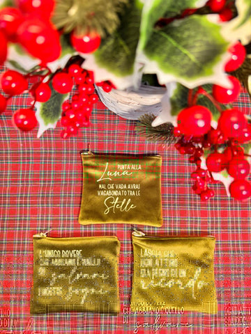 Mini pochette in ecopelle e velluto