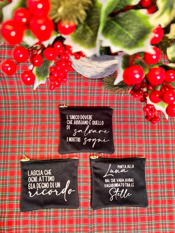 Mini pochette in ecopelle e velluto