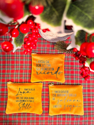 Mini pochette in ecopelle e velluto