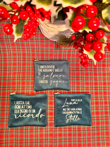 Mini pochette in ecopelle e velluto