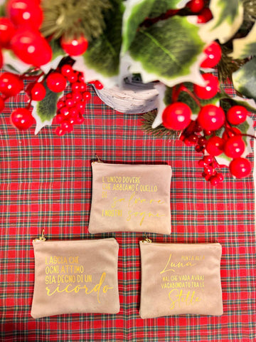 Mini pochette in ecopelle e velluto