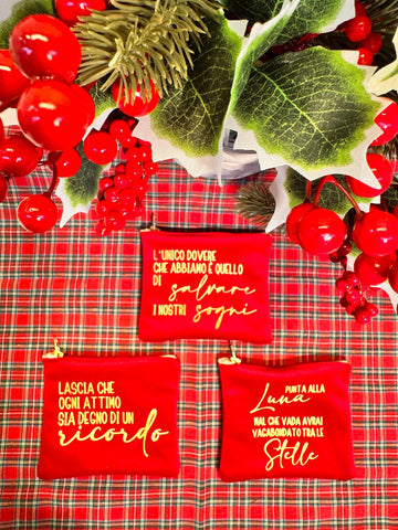 Mini pochette in ecopelle e velluto