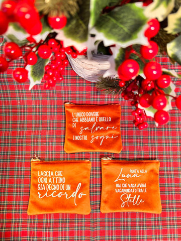 Mini pochette in ecopelle e velluto