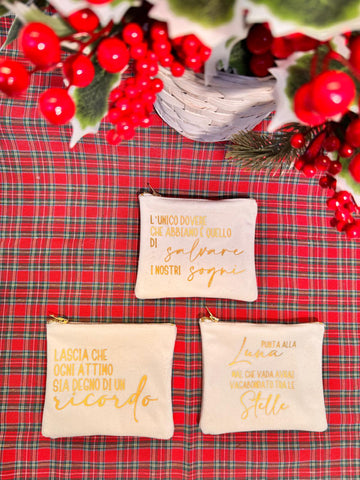 Mini pochette in ecopelle e velluto